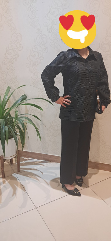 شومیز مشکی زنانه مزون دوز تابستانه ژاکارد با یقه ی مردونه